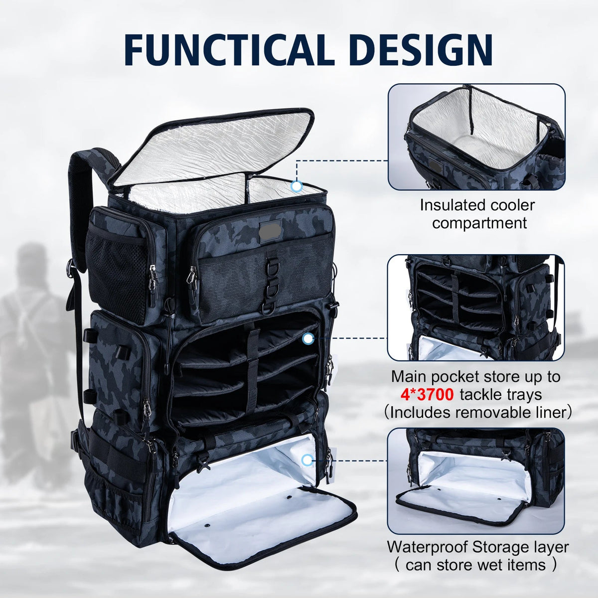 Fishing Backpack met Koelvak - Hengelhouders