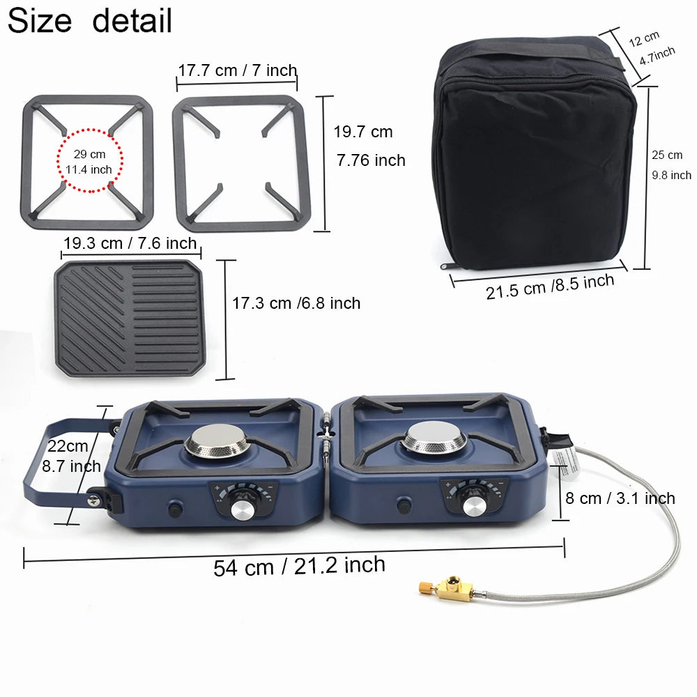 Camping Dubbele Gasbrander - Compact - Krachtig