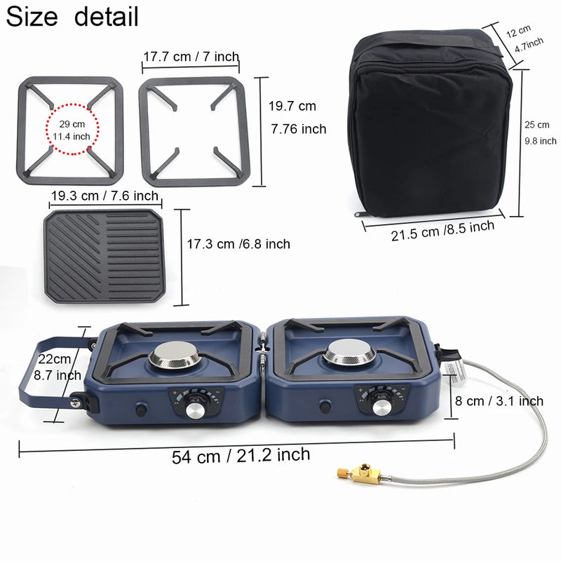 Camping Dubbele Gasbrander - Compact - Krachtig
