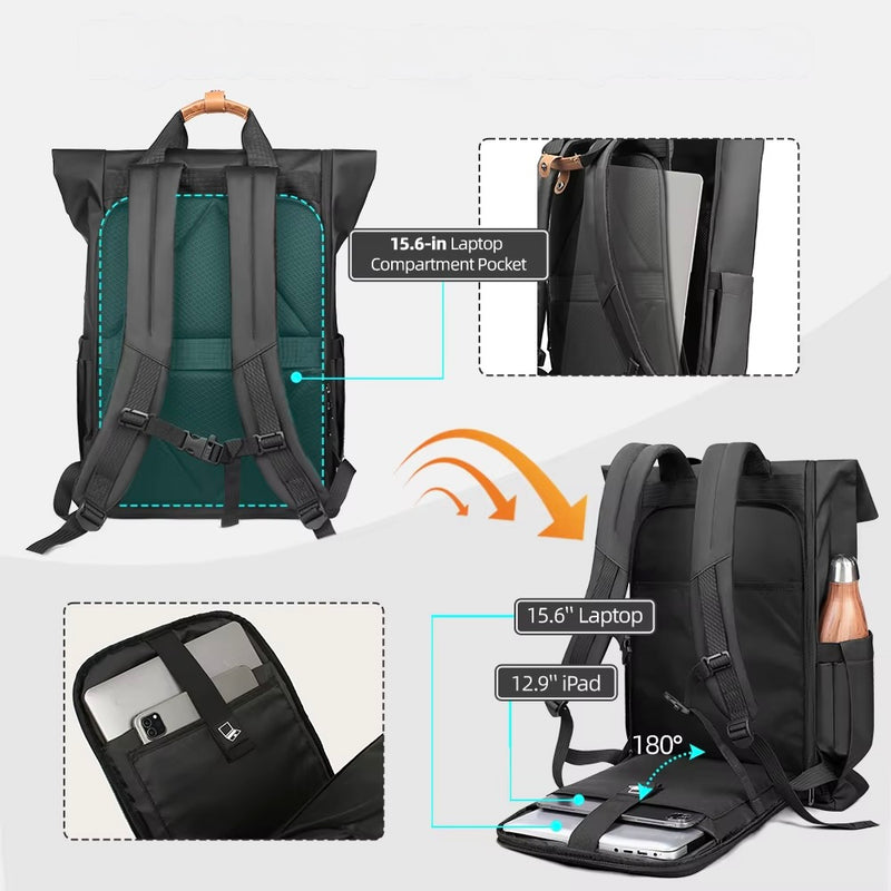 Rolltop Rugzak - Laptop 15.6 inch - Waterdicht - Travel