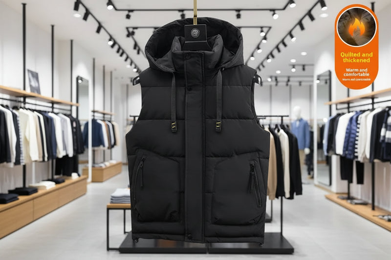 Winter bodywarmer heren - gewatteerde bodywarmer met capuchon