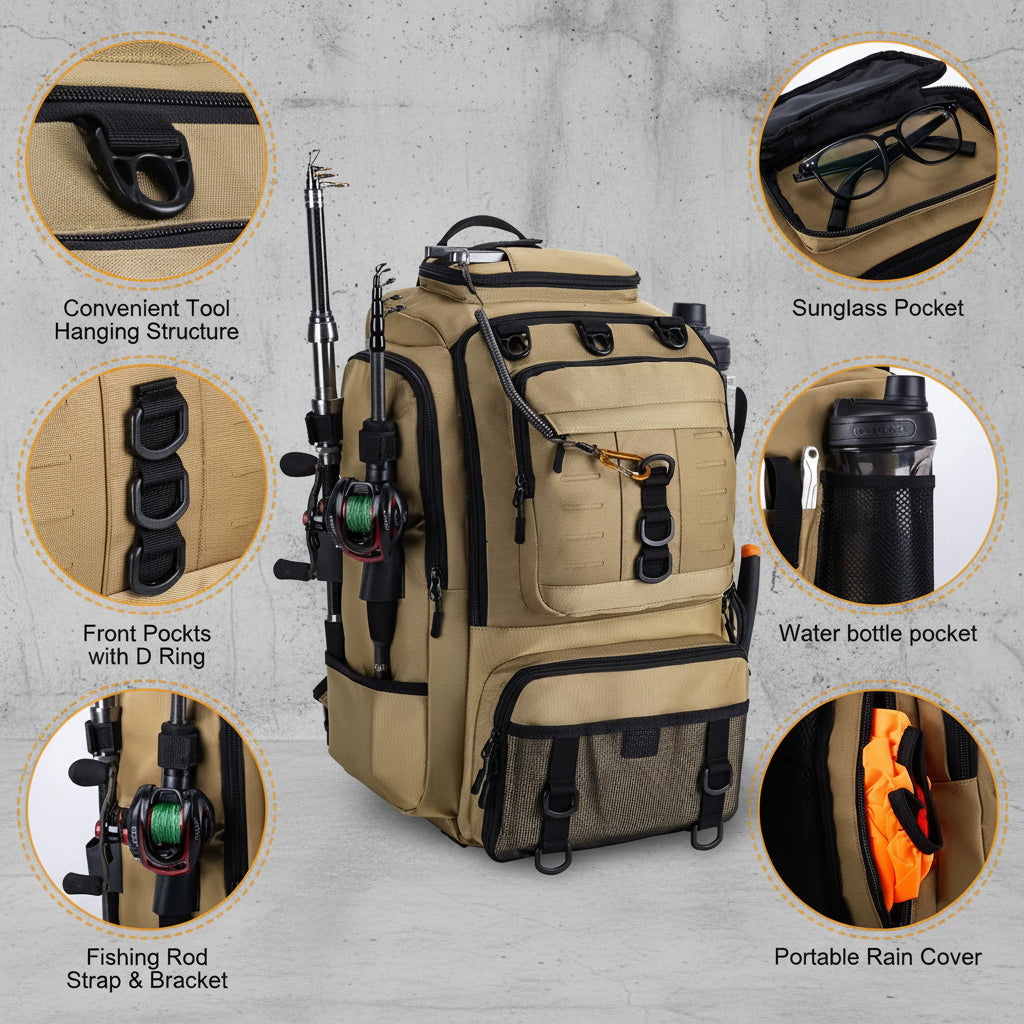 Vis Rugzak Met Koelvak Fishing Backpack Hengel Tas Outdoor
