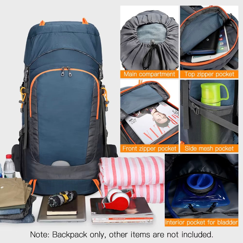 Backpack 65L Trekking Rugzak met Regenhoes