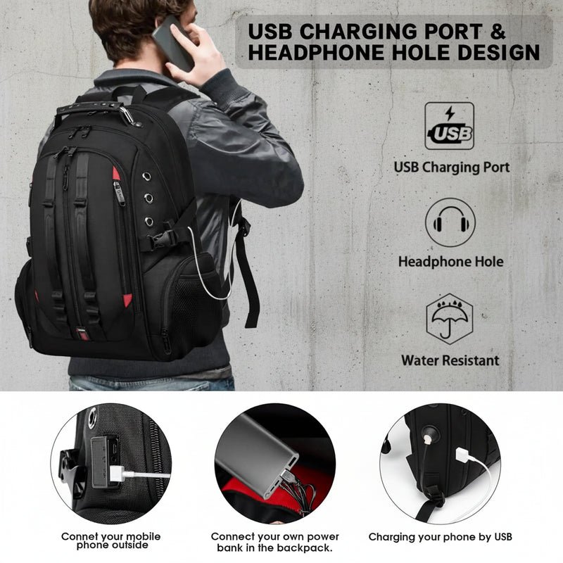 Backpack Laptop Rugzak 40L met USB 17 Inch