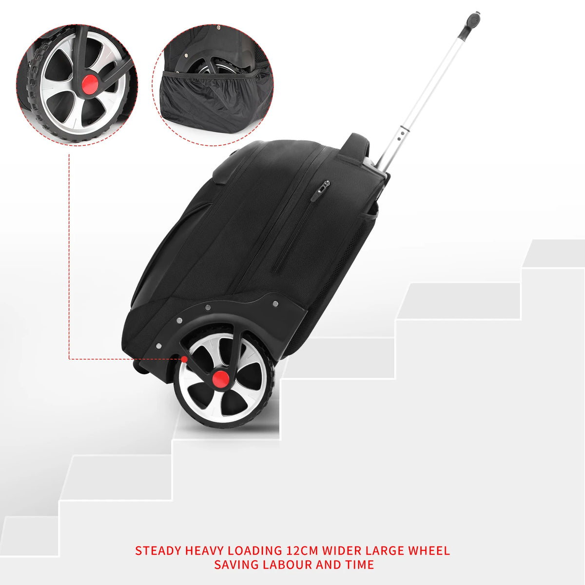 Rolkoffer Rugzak - Trolley Backpack met Uitschuifbare Trekstang -  18 inch / 20 inch