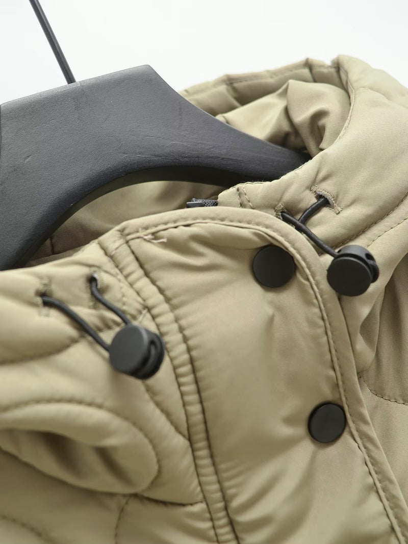 Dames Puffer Jas Gewatteerd Met Capuchon