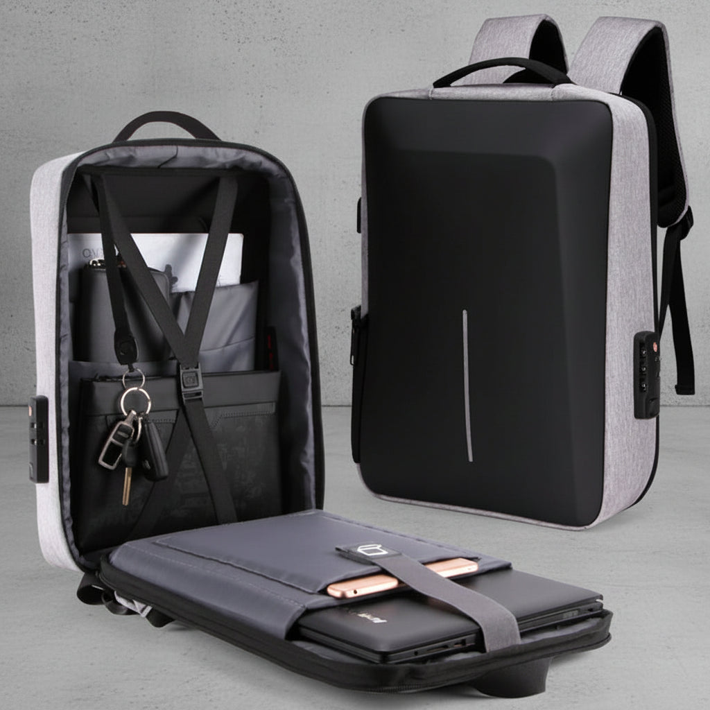 Anti-Diefstal Laptop Rugzak met USB Oplaadpoort - Harde Shell - Waterafstotend