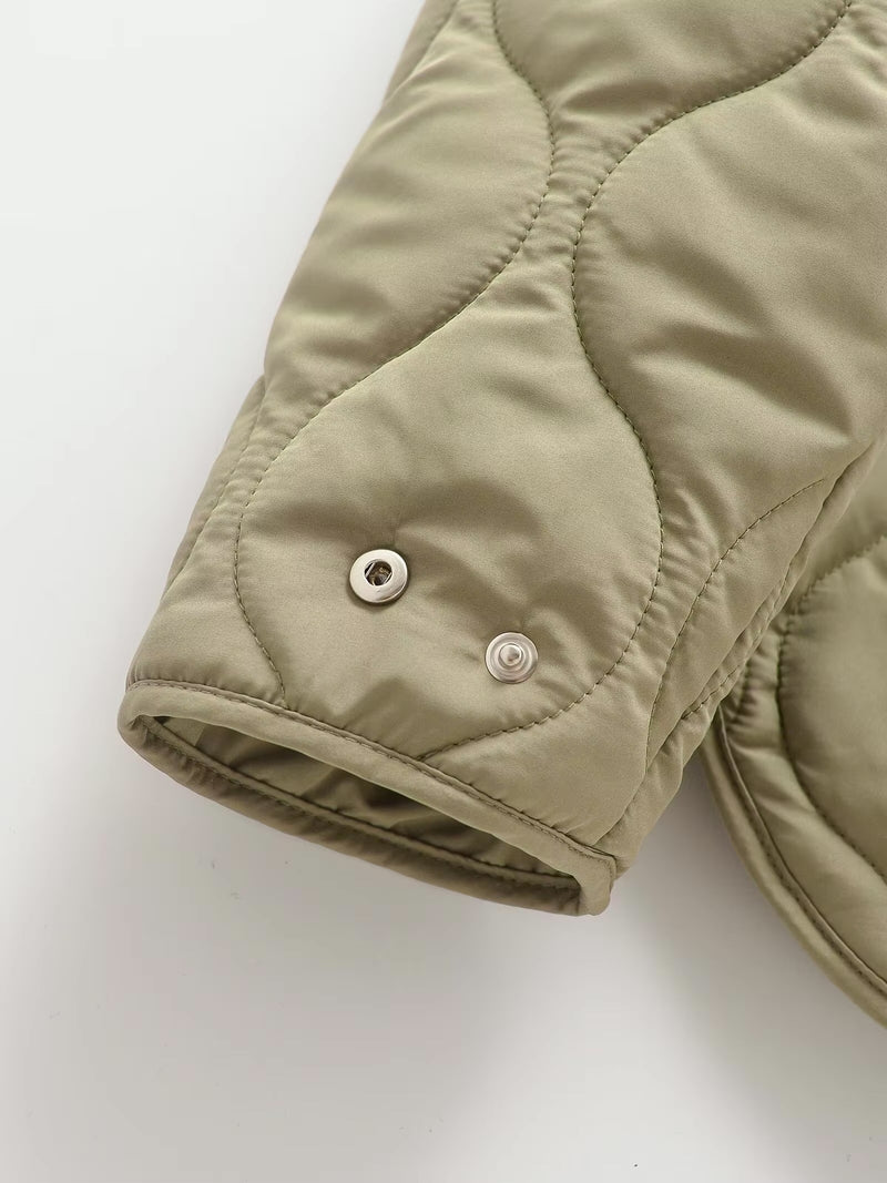 Dames Puffer Jas Gewatteerd Met Capuchon