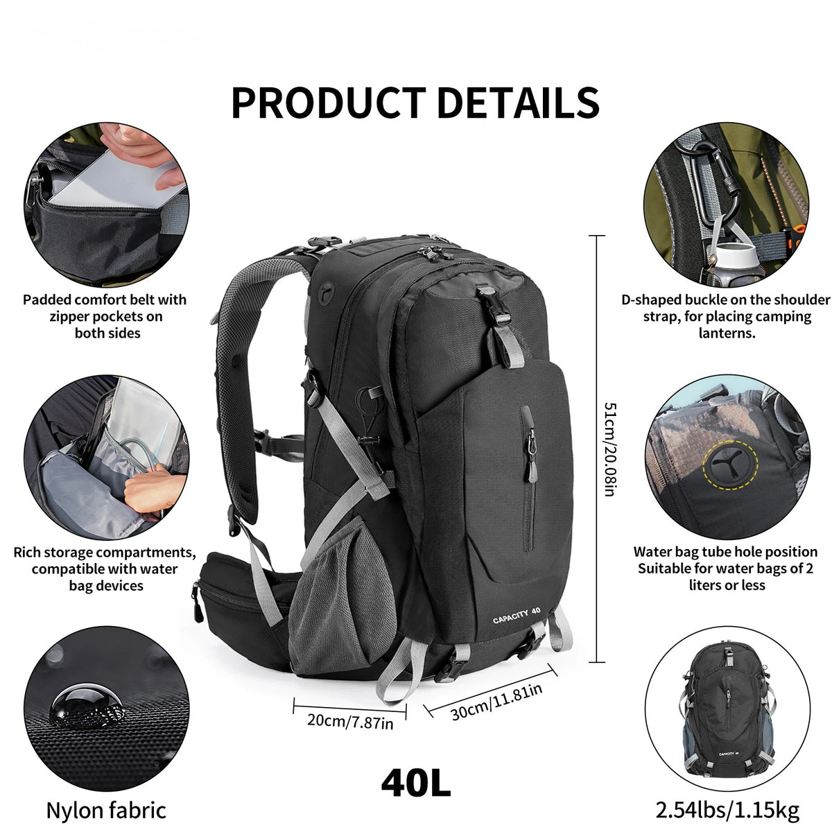Hiking Rugzak 40L Outdoor Backpack Waterdicht Trekking Tas