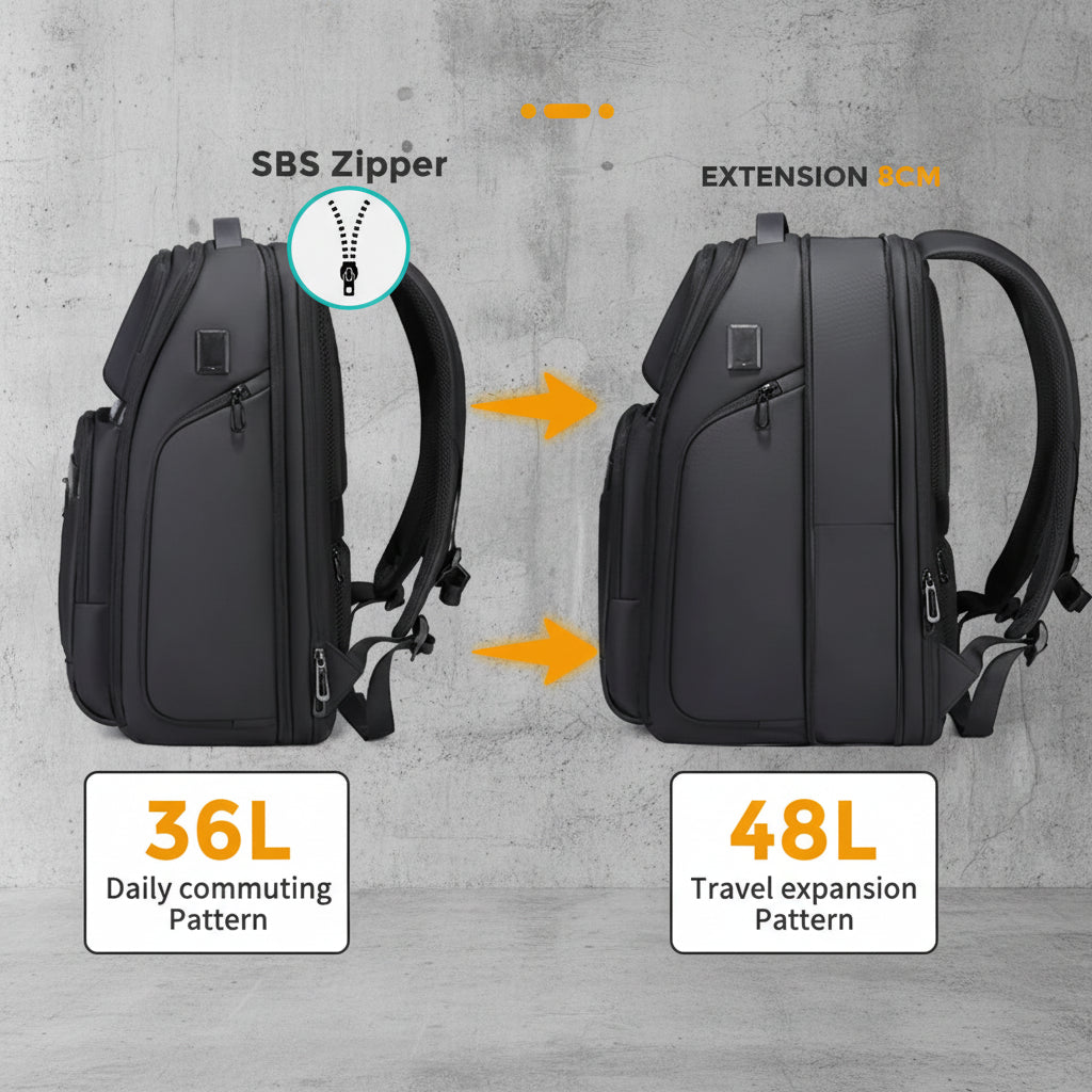 Expandable Laptop Backpack 36-48L Waterdicht