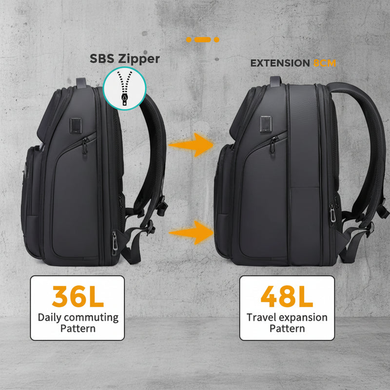 Expandable Laptop Backpack 36-48L Waterdicht