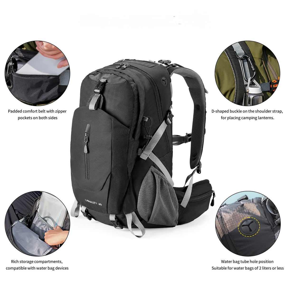 Hiking Rugzak 40L Outdoor Backpack Waterdicht Trekking Tas