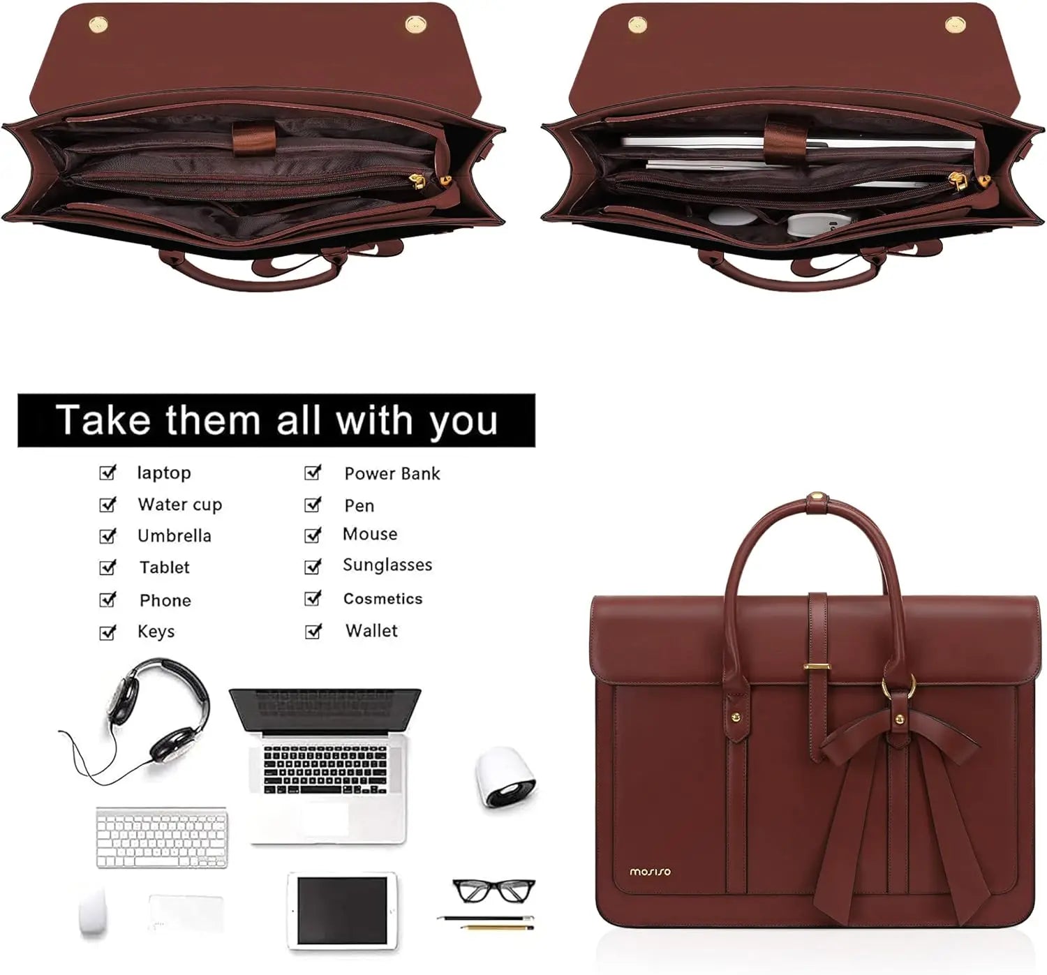 Dames Aktetas Laptop 15.6 Inch - Elegante Werktas - Schoudertas & Handtas - Geschikt voor Werk - Studie & Zakelijk Gebruik