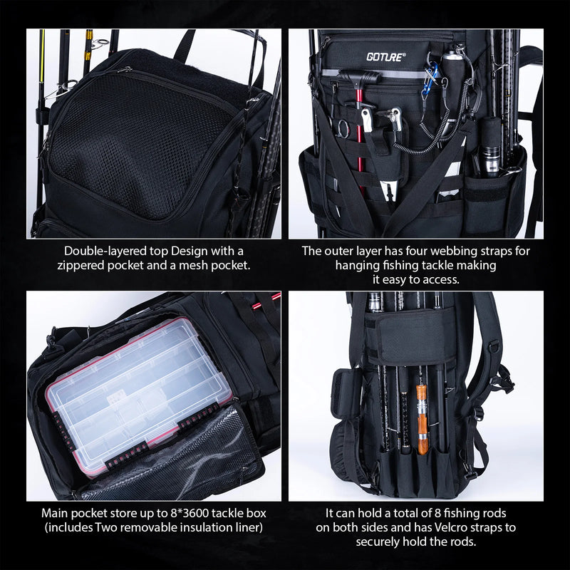 Visrugzak Outdoor Backpack met Koelvak - Hengelhouder