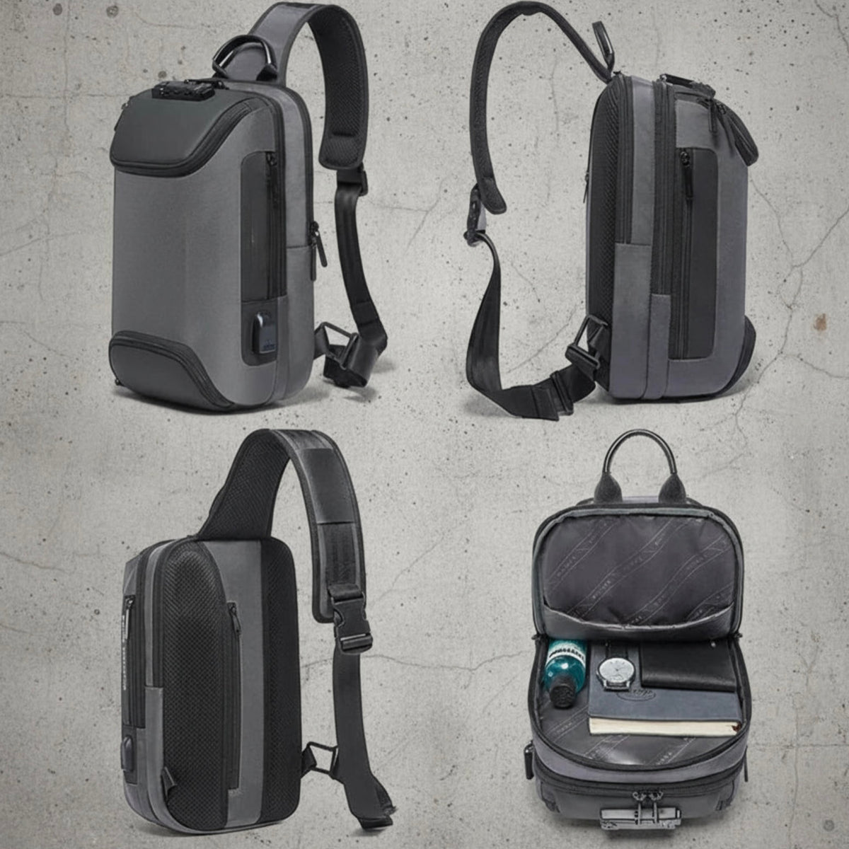 Crossbody Sport Rugzak met Anti-Diefstal Slot