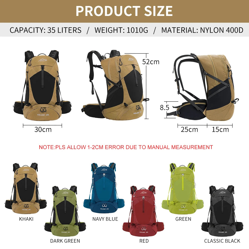 Backpack 35L met Waterzak 2L en Regenhoes