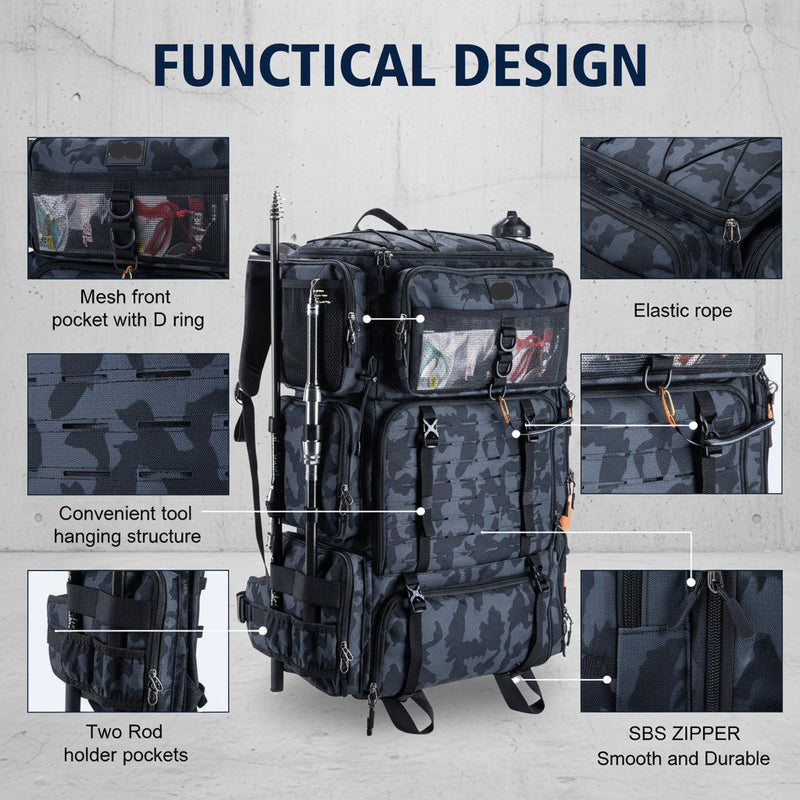 Fishing Backpack met Koelvak - Hengelhouders