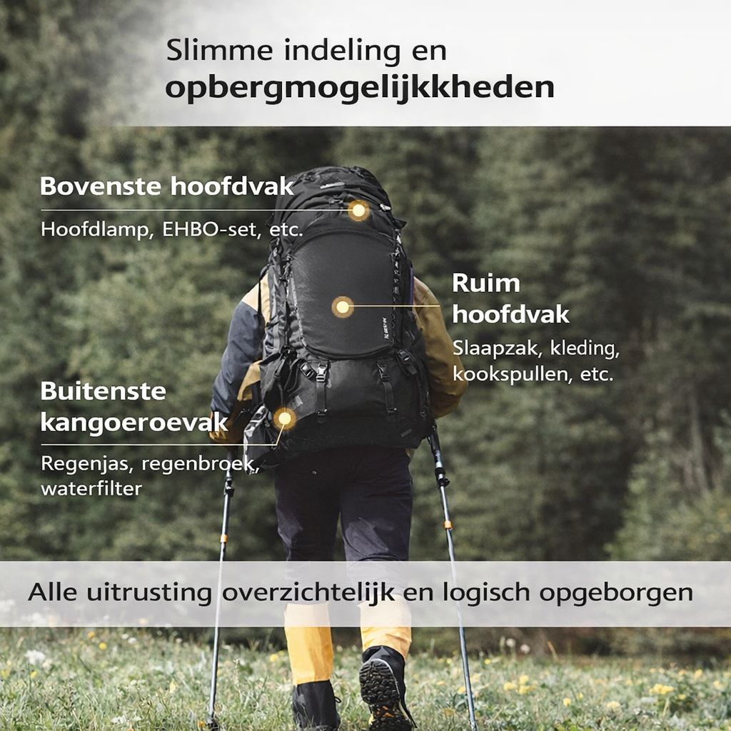Trekking Rugzak 70L - Backpack - maximale ondersteuning M/L